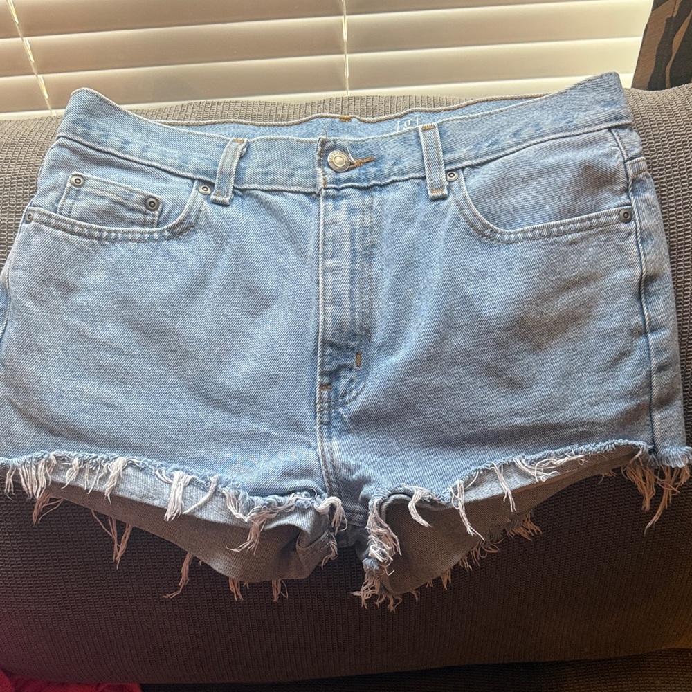 George Light Wash Distressed Denim Cutoff Shorts